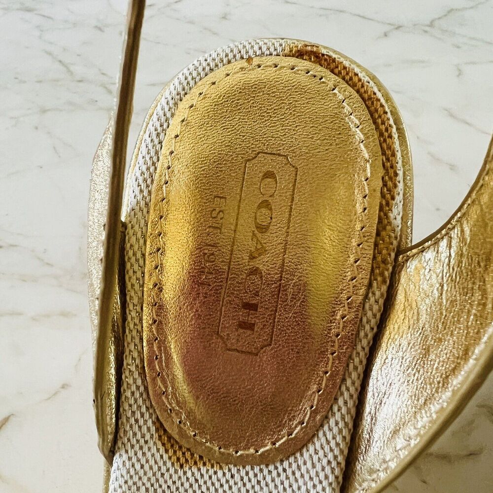 COACH Ellette Gold Beige Cork Wedge Heel Sandals - US 8.5 - Picture 5 of 11